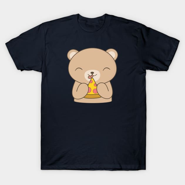 Pizza Loving Cute Bear T-Shirt T-Shirt by happinessinatee